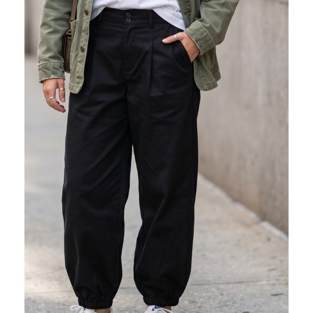 Halara Black Heavyweight Twill Pleated Side Pocket Winter Hiking Joggers Size XL